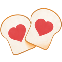 Hand drawn cute bread  for Valentine's day png illustration .