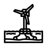 floating wind turbine line icon vector illustration