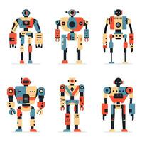 Robot set machine technology cyborg. Futuristic humanoid characters set. Science robotic, Android friendly character, robotic technology vector illustration