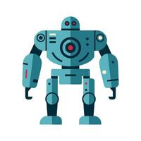 Robot machine technology metal cyborg in flat style. Futuristic humanoid mascot character. Science robotic, Android friendly character, robotic technology vector illustration