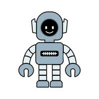 Happy funny cartoon childish robot line icons. Machine technology cyborg. Futuristic humanoid character mascot. Science robotic, Android friendly character, robotic technology vector illustration