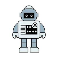 contento gracioso dibujos animados infantil robot línea iconos máquina tecnología ciborg futurista humanoide personaje mascota. Ciencias robótico, androide simpático personaje, robótico tecnología vector ilustración