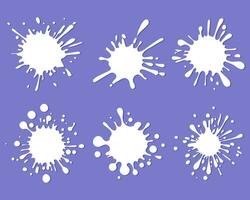 Natural whie milk splashes set. Milk blot and spot, cream drops and stains. White smudges vector illustration