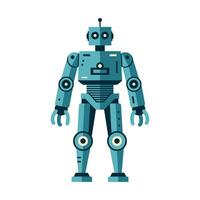 Robot machine technology metal cyborg in flat style. Futuristic humanoid mascot character. Science robotic, Android friendly character, robotic technology vector illustration