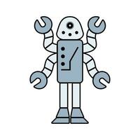 Happy funny cartoon childish robot line icons. Machine technology cyborg. Futuristic humanoid character mascot. Science robotic, Android friendly character, robotic technology vector illustration