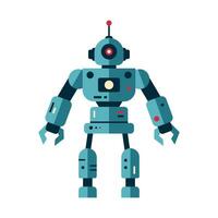 Robot machine technology metal cyborg in flat style. Futuristic humanoid mascot character. Science robotic, Android friendly character, robotic technology vector illustration