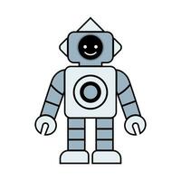 Happy funny cartoon childish robot line icons. Machine technology cyborg. Futuristic humanoid character mascot. Science robotic, Android friendly character, robotic technology vector illustration