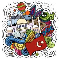 Turkey cartoon vector doodle illustration