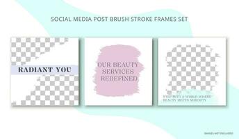 Textured brush stroke frames template set for social design vector