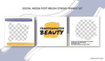 Textured brush stroke frames template set for social design vector