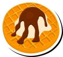 ilustração em tema gelo creme em waffle com célula, sobremesa apetitoso bolacha png