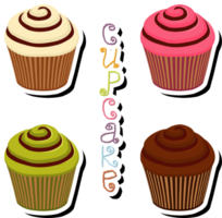 Illustration on theme big set different types dessert sweet berry cupcake png