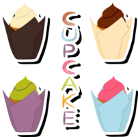 Illustration on theme big set different types dessert sweet berry cupcake png