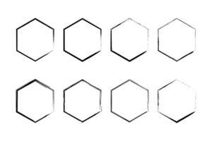 Enso zen stroke hexagon japanese brush symbol vector illustration.