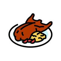 peking duck chinese cuisine color icon vector illustration