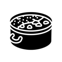 caliente maceta chino cocina glifo icono vector ilustración