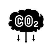 emisión reducción carbón glifo icono vector ilustración