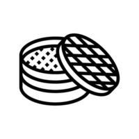 oscuro suma cesta chino cocina línea icono vector ilustración