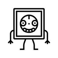 electrical socket character line icon vector illustration