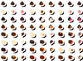 illustration på tema vacker stor uppsättning söt choklad godis bonbon png