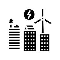 renovable energía integración verde edificio glifo icono vector ilustración