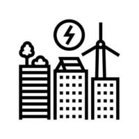 renewable energy integration green building line icon vector illustration