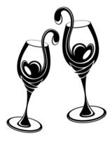 Two glasses. Cheers with wineglasses. Clink glasses icon. Vector illustration isolated on white background