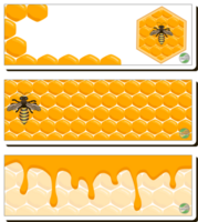 Drop of bee honey drip from hexagonal honeycombs filled with golden nectar png