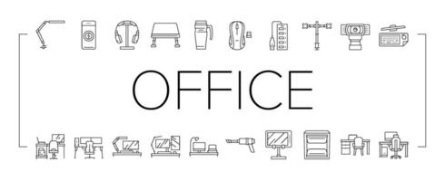 office gadget computer business icons set vector