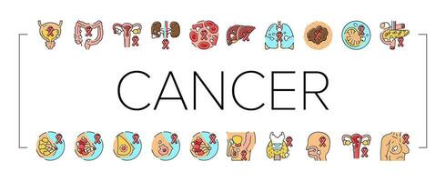 cancer breast health medical icons set vector