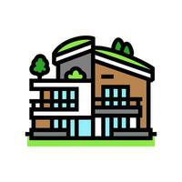 eco friendly architecture green building color icon vector illustration