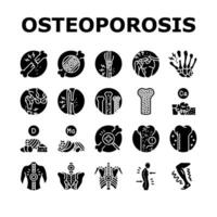 osteoporosis bone pain calcium icons set vector