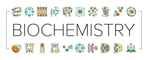 biotechnology chemistry science icons set vector