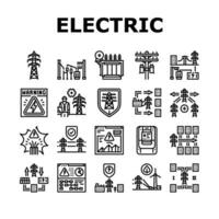 electric grid energy power icons set vector