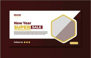 Web banner for new year super sale banner template design vector