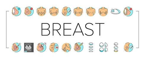 breast surgery body woman plastic icons set vector