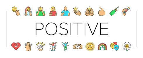 positive mood happy smile icons set vector