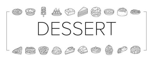 dessert sweet food cake candy icons set vector