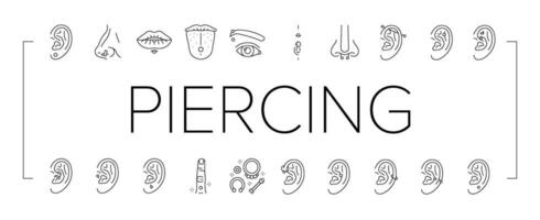 piercing fashion beauty earring icons set vector