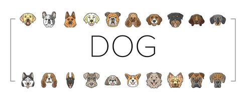 dog puppy pet animal cute icons set vector