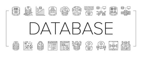 database administrator server icons set vector