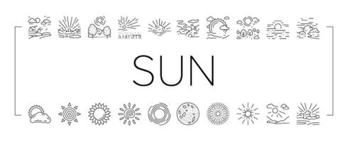 sun summer sunlight light icons set vector