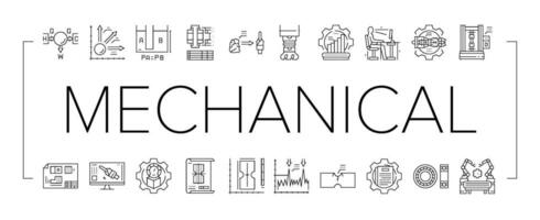 mechanical technology engineer icons set vector