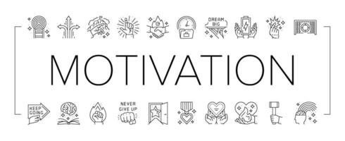 motivation succes challenge icons set vector