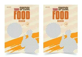 A4 size poster flyer with special food menu layout space for photo background vector