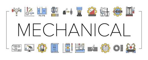 mechanical technology engineer icons set vector