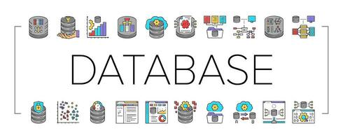 database administrator server icons set vector