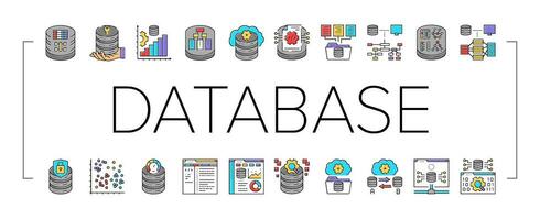 database administrator server icons set vector