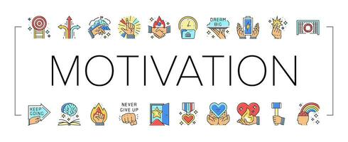 motivation succes challenge icons set vector
