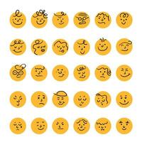 Set of Emoticons. World emoji day greeting card design template with different feelings vector